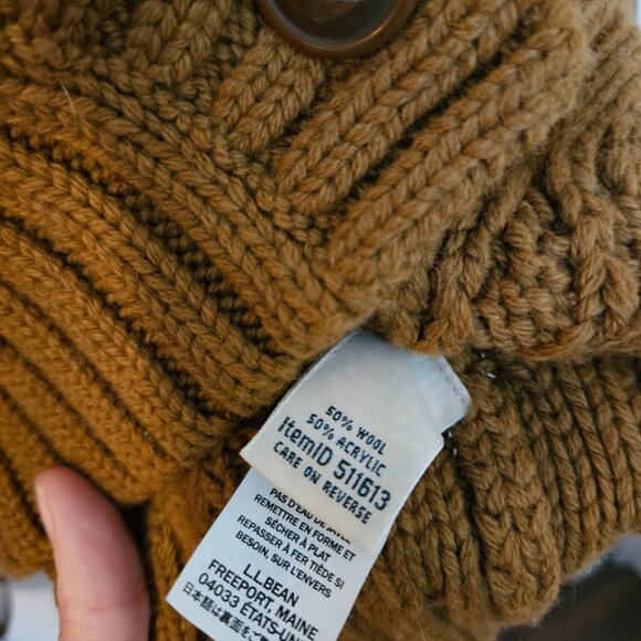 LL Bean Cozy Fisherman Sweater Cardigan Women's Regular in Saddle - Picture 4 of 5